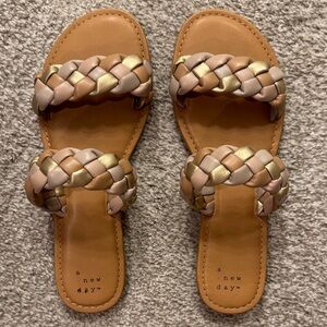 A New Day Women's Braided Sandals - Gold and Cream